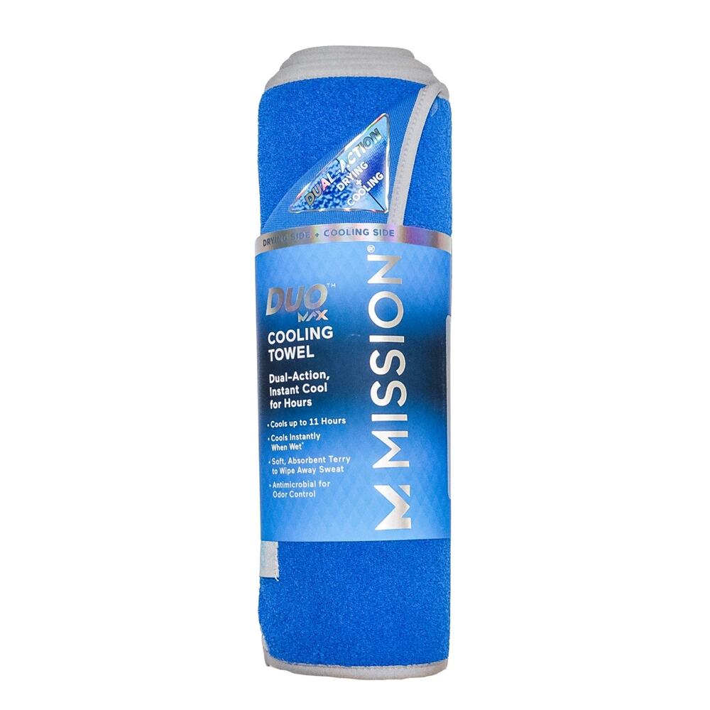 Mission DuoMax Cooling Towel - Dual-Action Instant Cool - Blue - 9.5" x 36" NEW